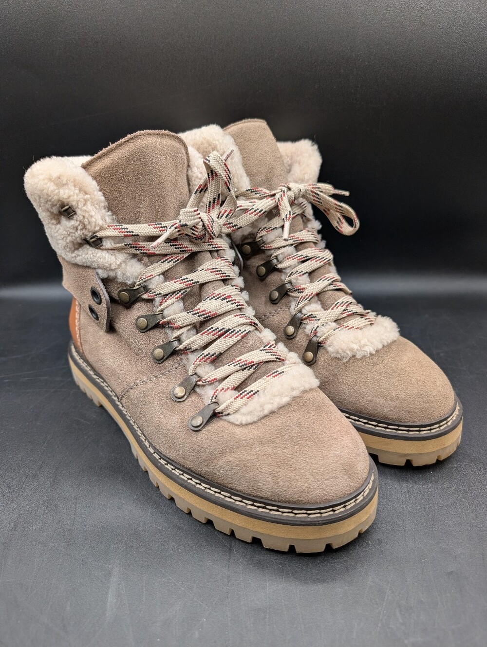 See By Chloe Crosta Lace Up Shearling Lined Hiking Style Boots EU 40 US 10 EUC